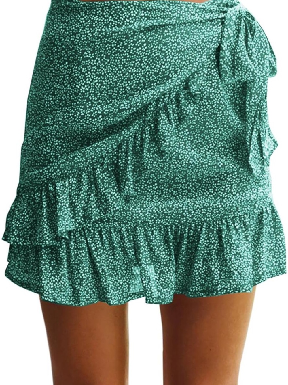 Floral Mini Skirts Wrap Pleated Ruffle Hem Cute Beach A Line Shorts Skort